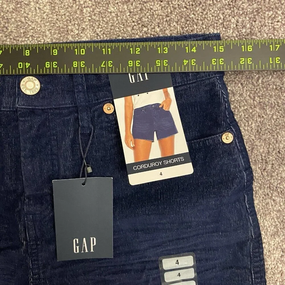 GAP Women's Corduroy Shorts 4 inch Blue Raw Edge Hem Cut Off Size 4 - NWT $49.95